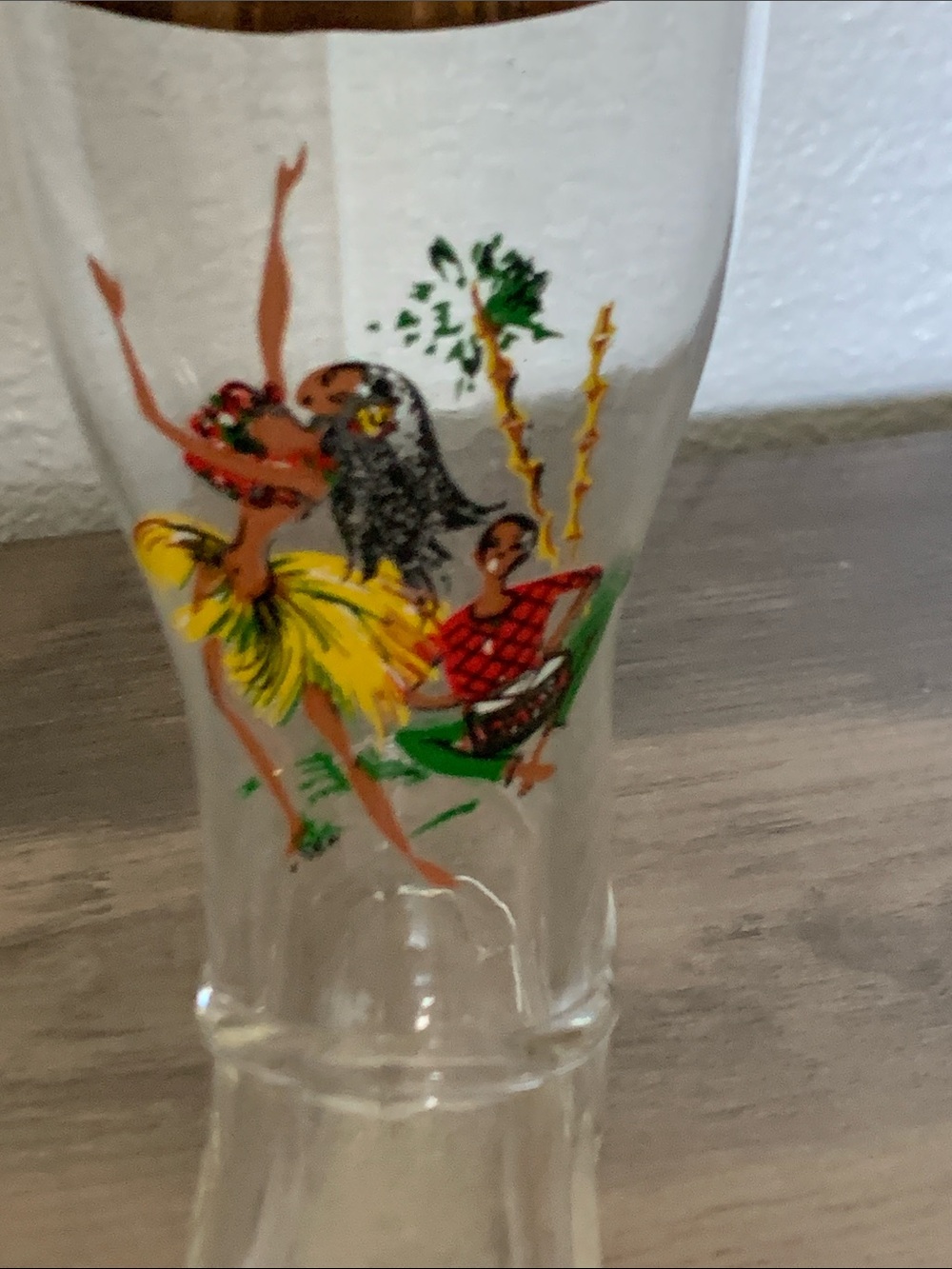 Vintage 50s Glass Boot Shoehorn with Colorful Dancer Motif